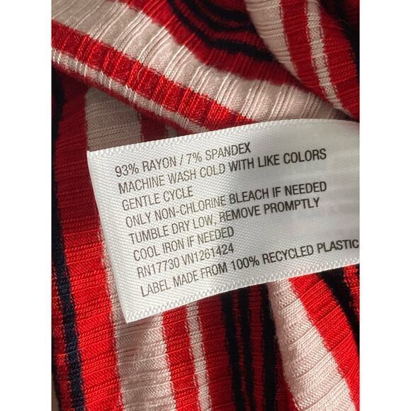 Wild Fable Women's L Striped Mock Neck Ribbed Shirt Dress Red White - Picture 7 of 12